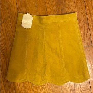Yellow Scalloped Corduroy Skirt